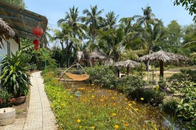 Mekong Delta Nature Cano-Kayak-Cycling & Fishing Private Day Trip - Cycling through rice fields and to Xom Trau Pagoda’s underground tunnel relic